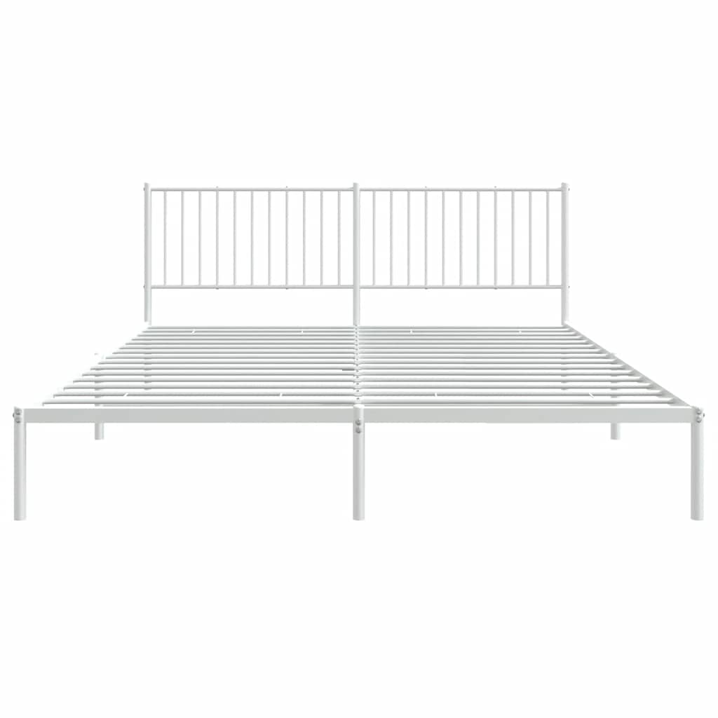 Cadre de lit métal sans matelas et tête de lit blanc 183x213 cm - XIOS