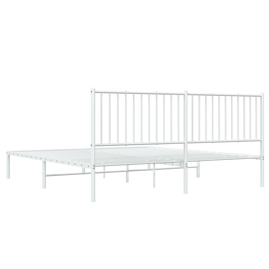 Cadre de lit métal sans matelas et tête de lit blanc 183x213 cm - XIOS