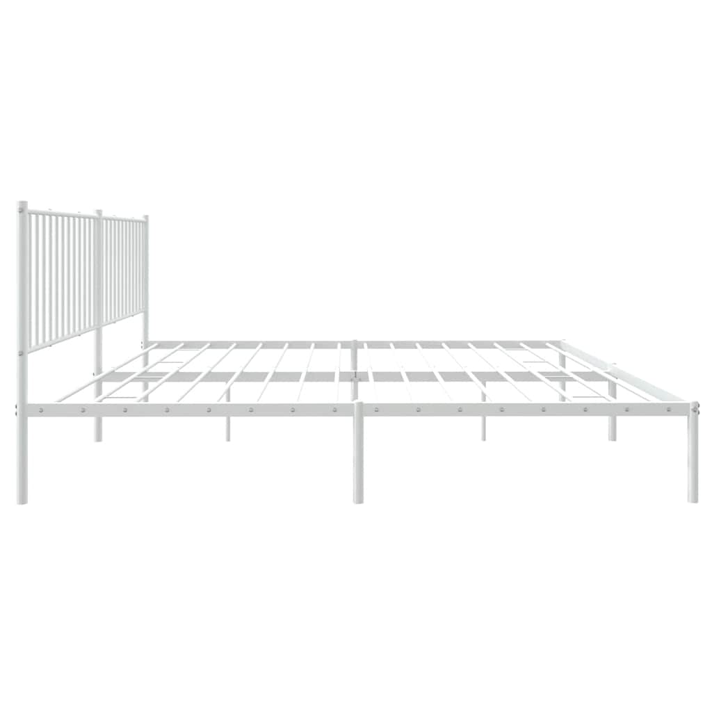 Cadre de lit métal sans matelas et tête de lit blanc 193x203 cm - XIOS