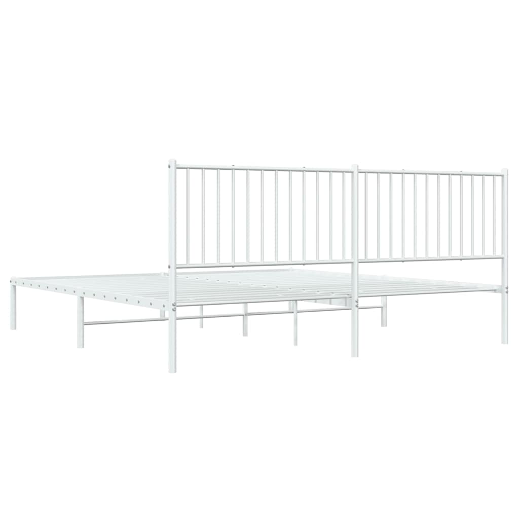 Cadre de lit métal sans matelas et tête de lit blanc 193x203 cm - XIOS