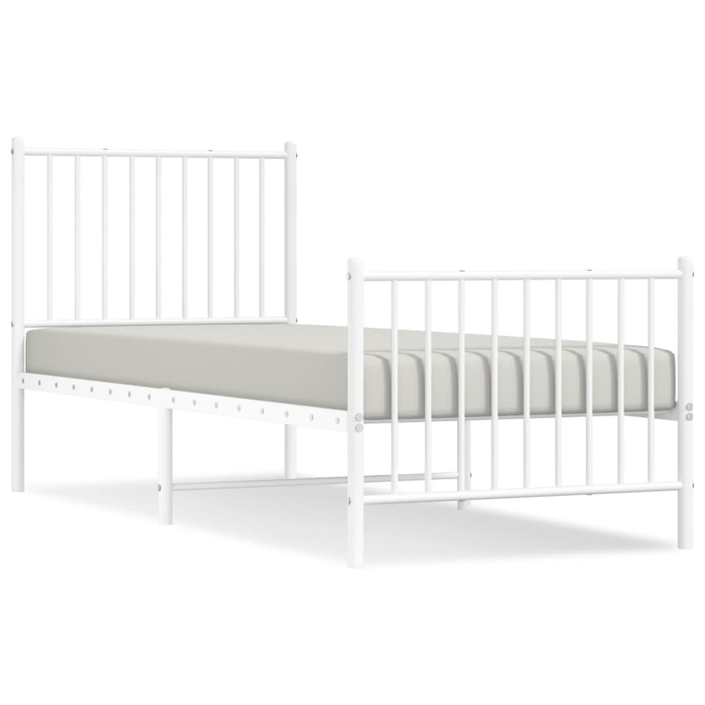 Cadre de lit métal sans matelas avec pied de lit blanc 80x200cm - XIOS