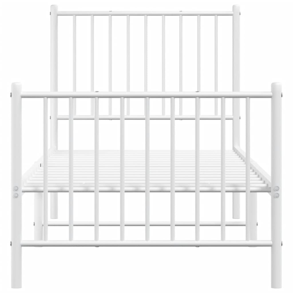 Cadre de lit métal sans matelas avec pied de lit blanc 80x200cm - XIOS