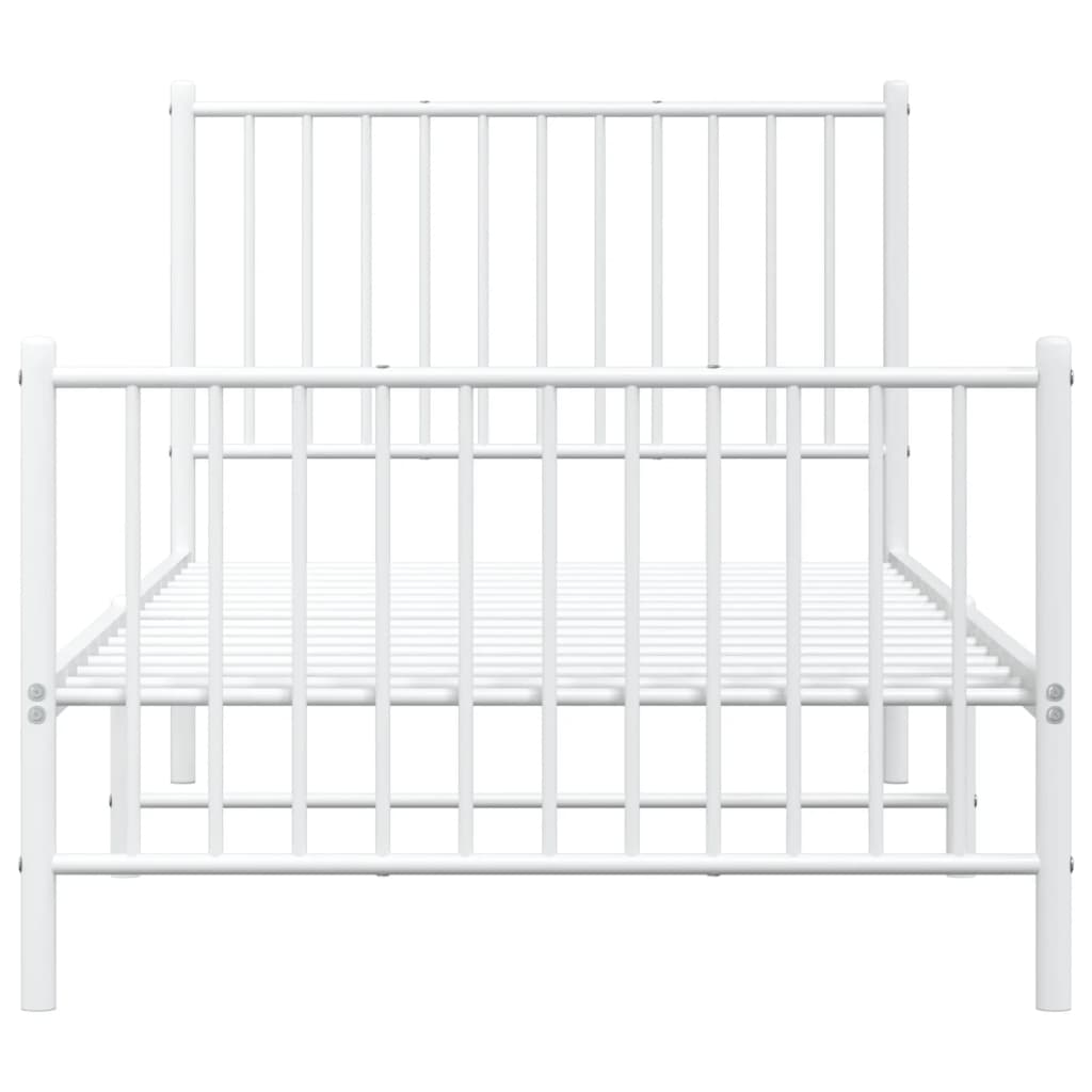 Cadre de lit métal sans matelas avec pied de lit blanc 90x190cm - XIOS