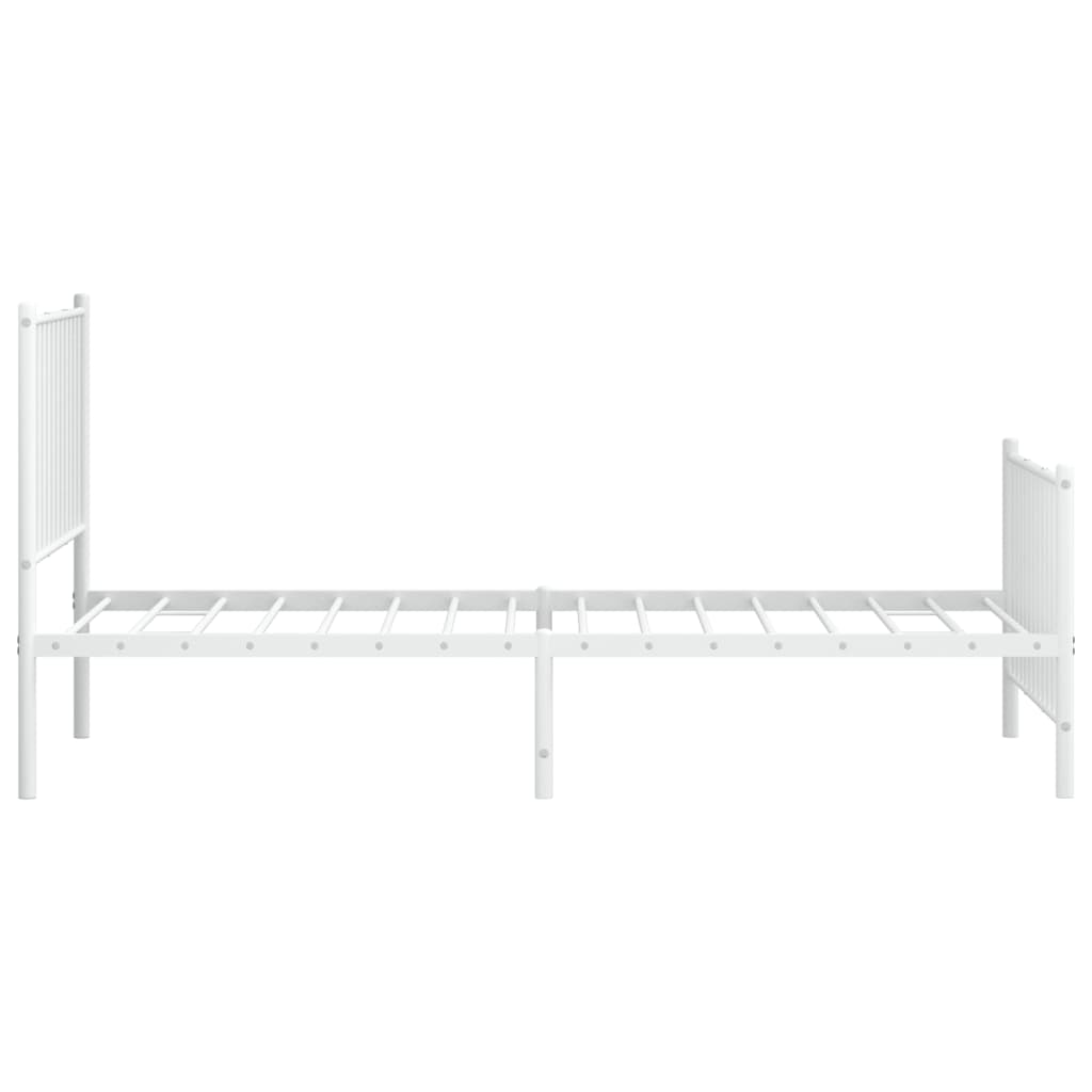Cadre de lit métal sans matelas avec pied de lit blanc 90x190cm - XIOS