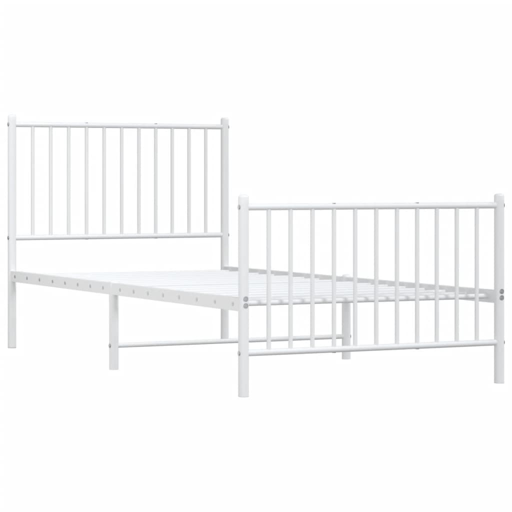 Cadre de lit métal sans matelas avec pied de lit blanc 90x200cm - XIOS