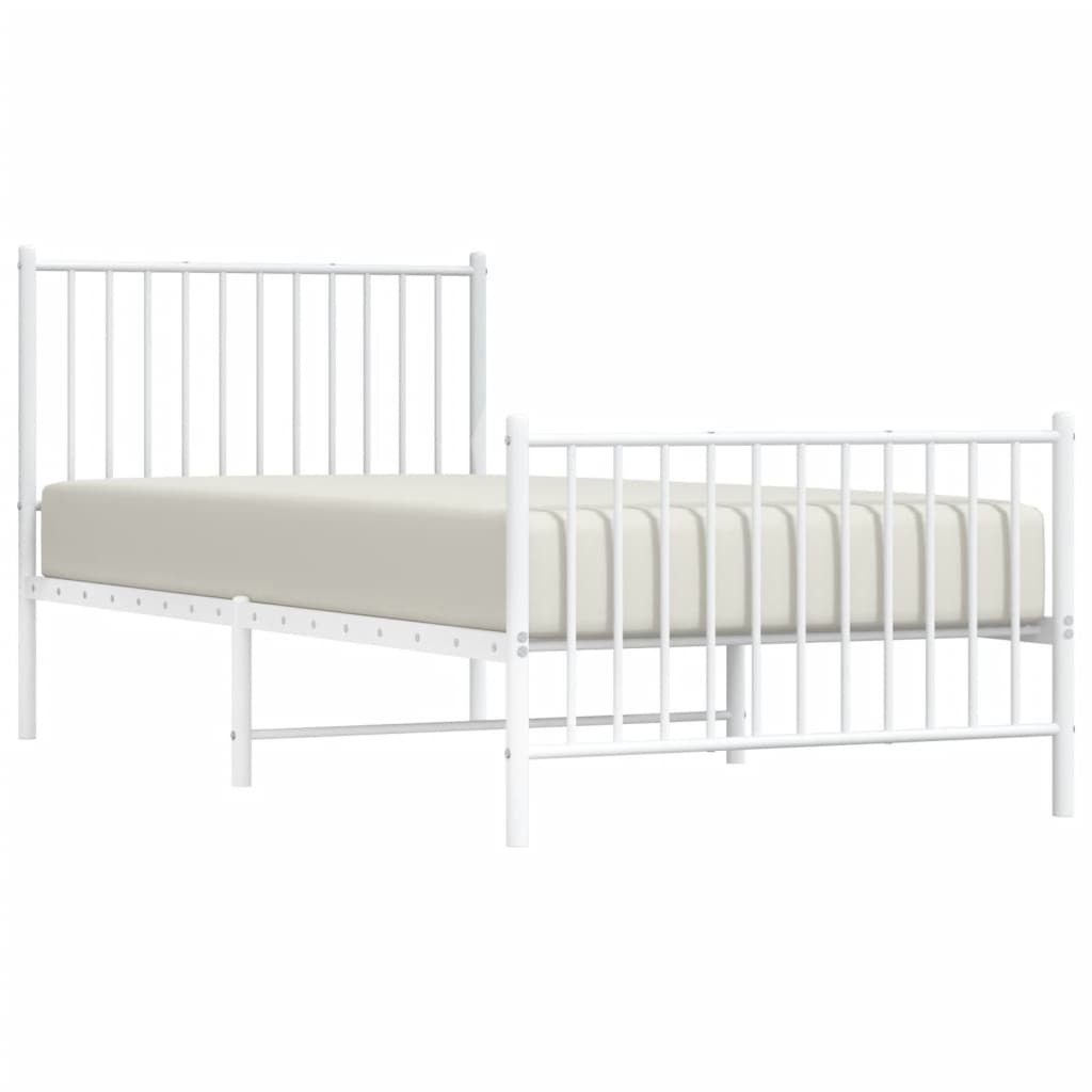 Cadre de lit métal sans matelas avec pied de lit blanc 90x200cm - XIOS