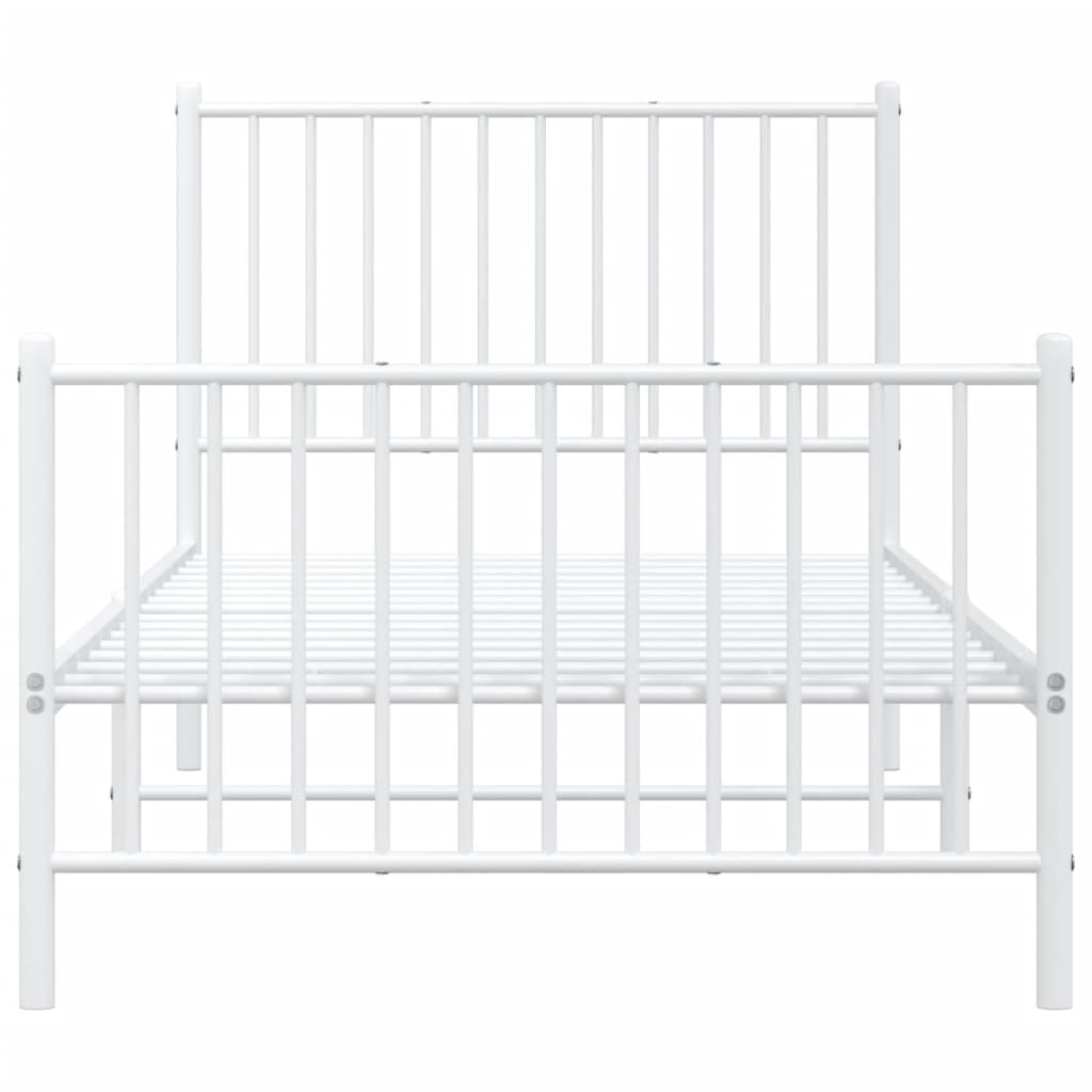 Cadre de lit métal sans matelas avec pied de lit blanc 90x200cm - XIOS