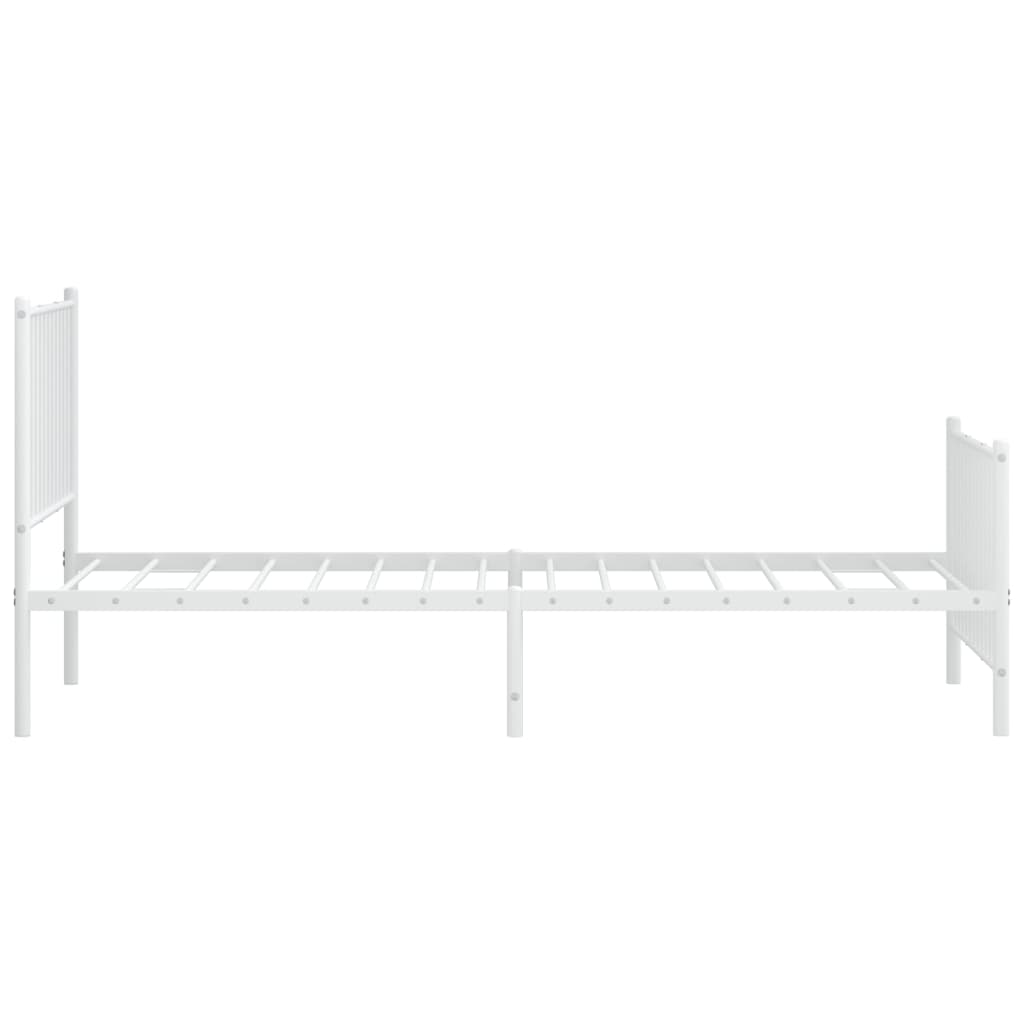 Cadre de lit métal sans matelas avec pied de lit blanc 90x200cm - XIOS