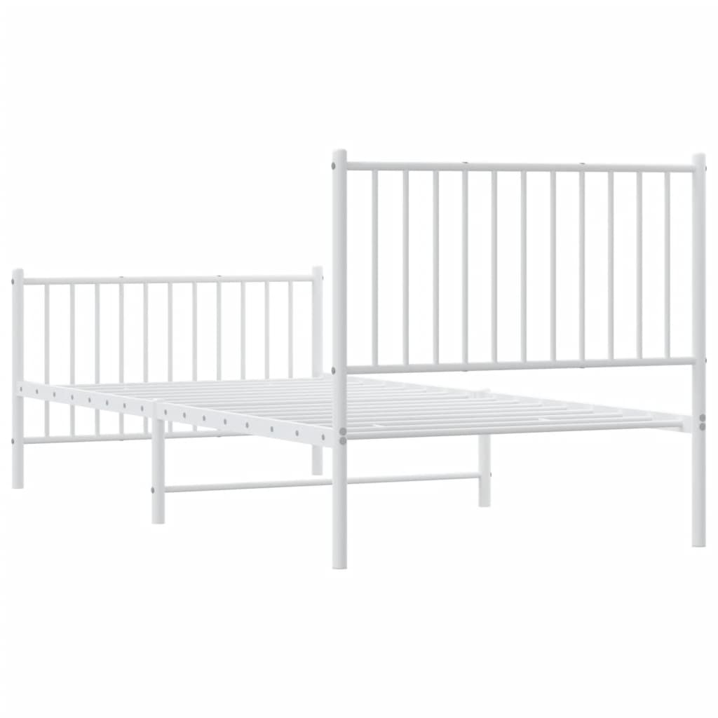 Cadre de lit métal sans matelas avec pied de lit blanc 90x200cm - XIOS