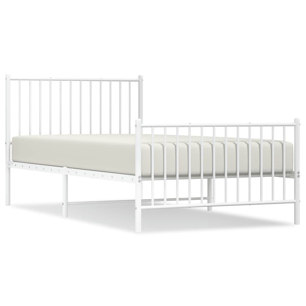 Cadre de lit métal sans matelas et pied de lit blanc 100x200 cm - XIOS