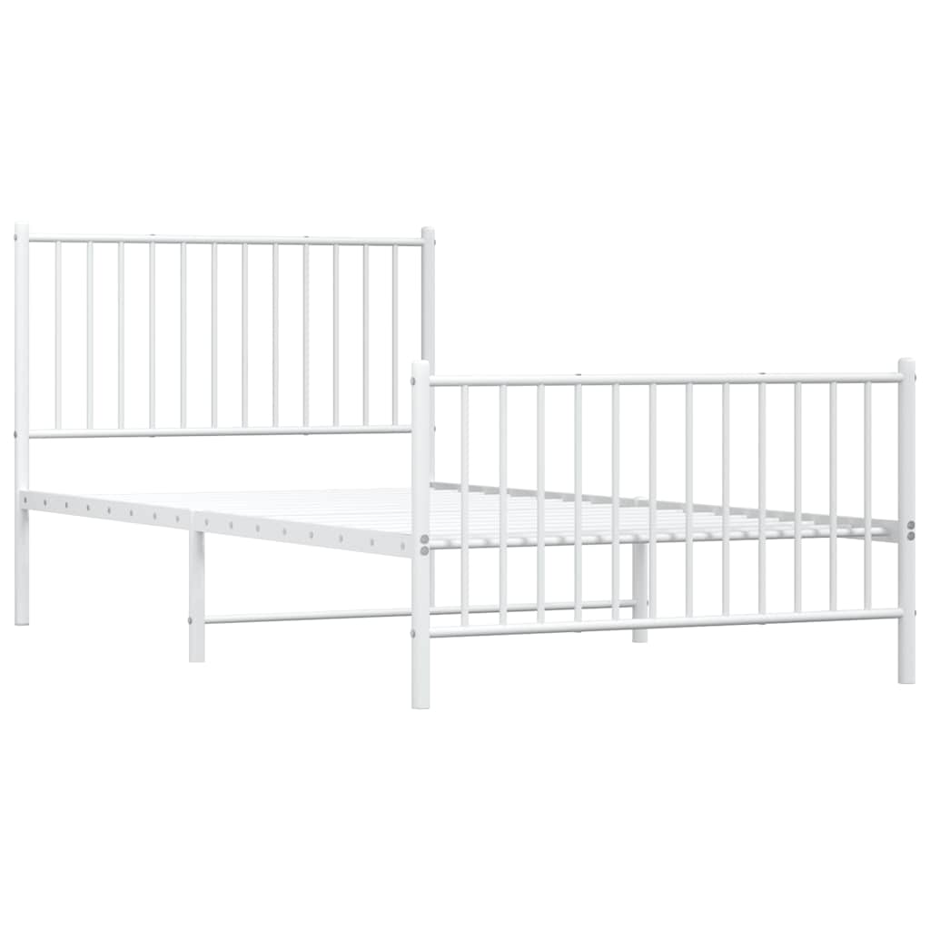 Cadre de lit métal sans matelas et pied de lit blanc 100x200 cm - XIOS