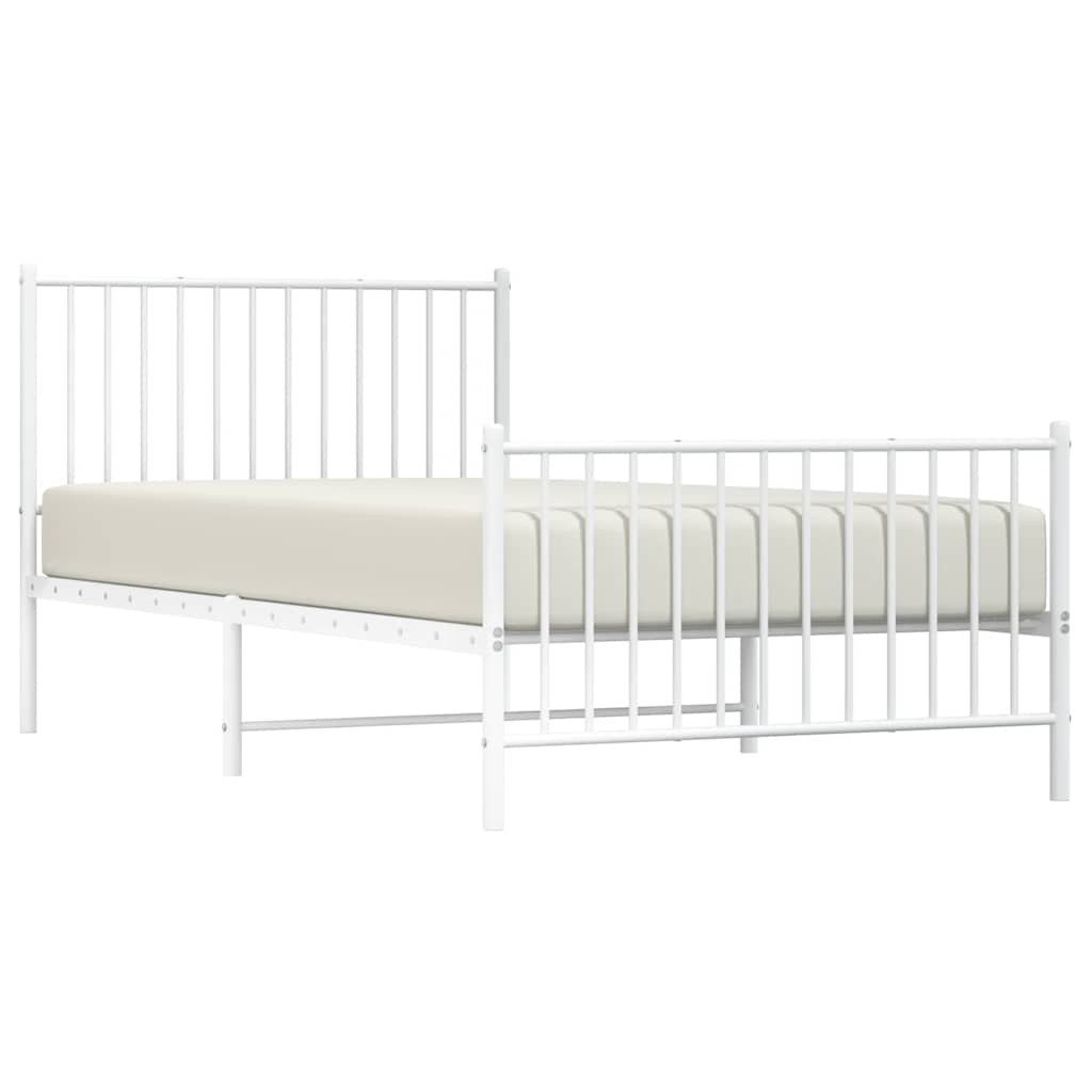 Cadre de lit métal sans matelas et pied de lit blanc 100x200 cm - XIOS