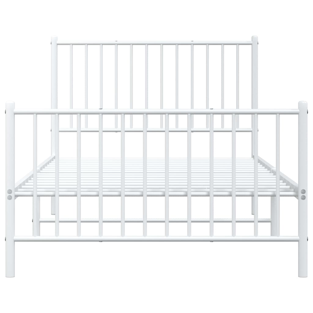 Cadre de lit métal sans matelas et pied de lit blanc 100x200 cm - XIOS