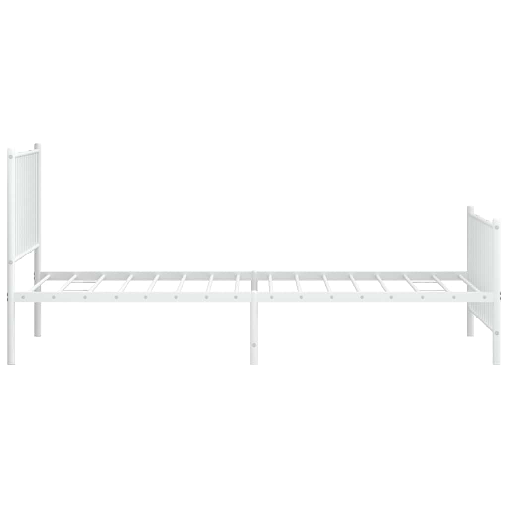 Cadre de lit métal sans matelas et pied de lit blanc 100x200 cm - XIOS