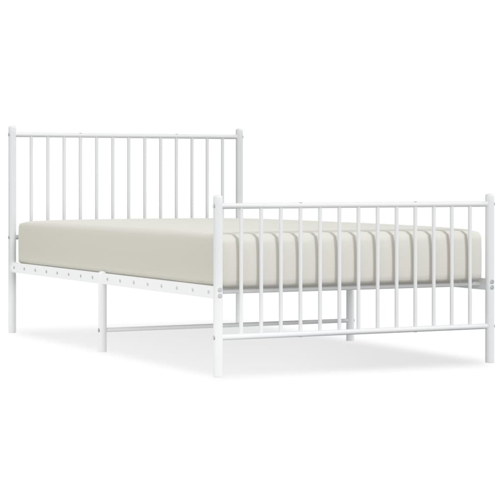 Cadre de lit métal sans matelas et pied de lit blanc 107x203 cm - XIOS
