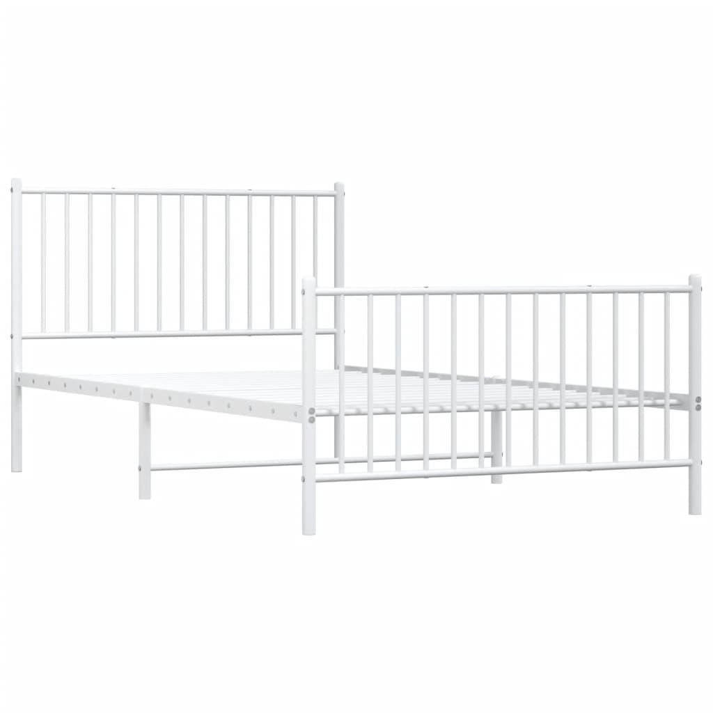 Cadre de lit métal sans matelas et pied de lit blanc 107x203 cm - XIOS