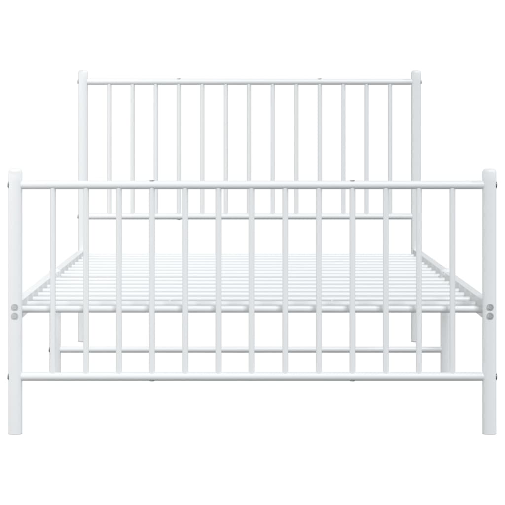 Cadre de lit métal sans matelas et pied de lit blanc 107x203 cm - XIOS