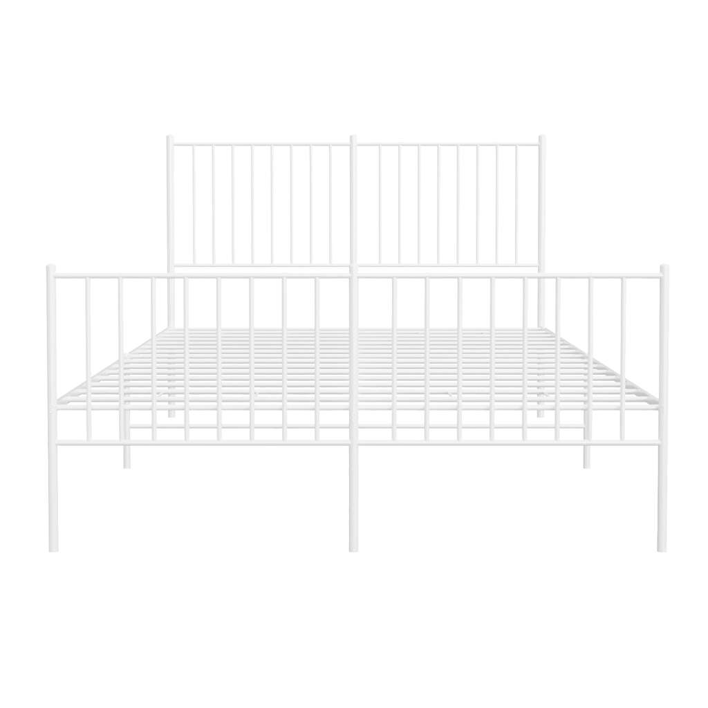 Cadre de lit métal sans matelas et pied de lit blanc 135x190 cm - XIOS