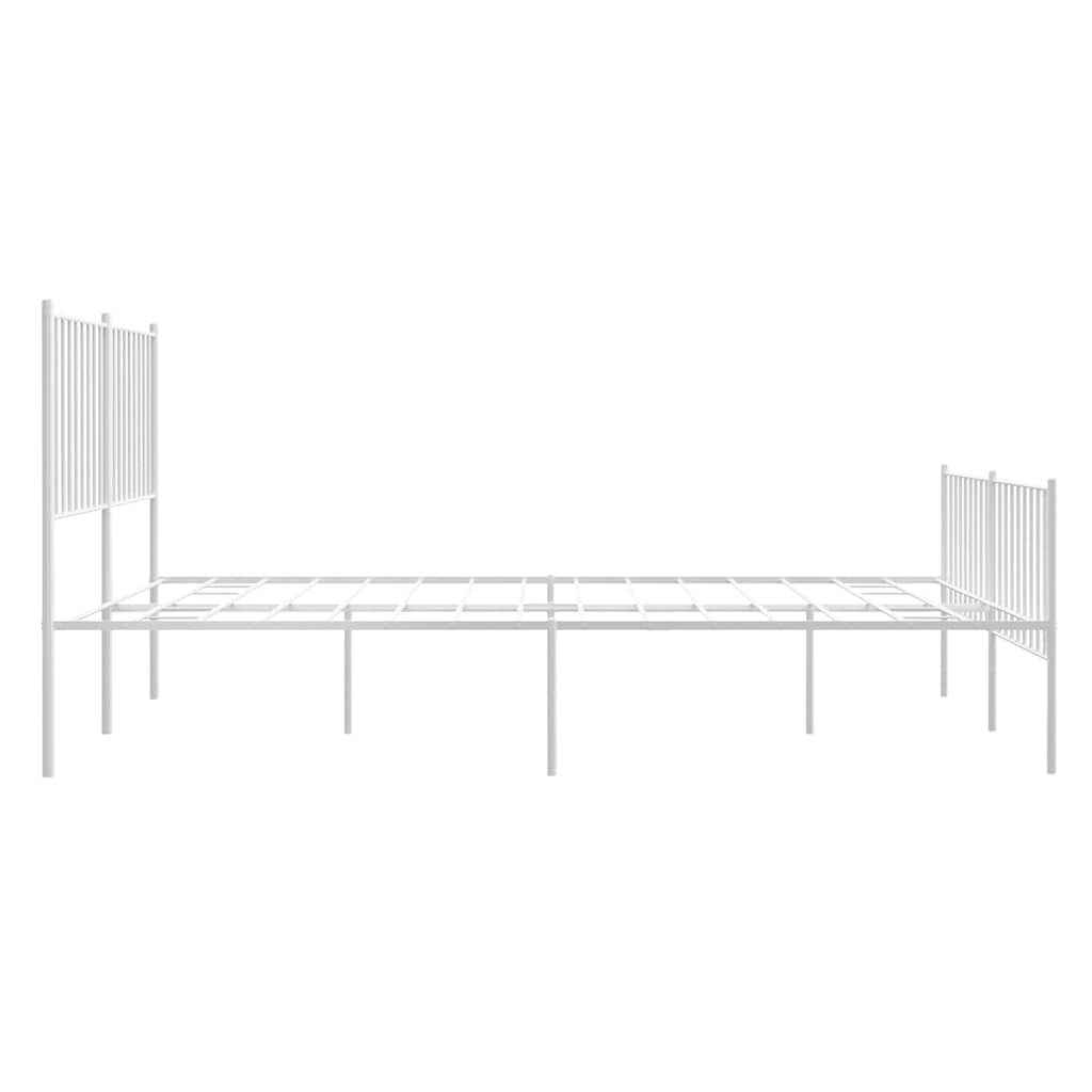 Cadre de lit métal sans matelas et pied de lit blanc 135x190 cm - XIOS