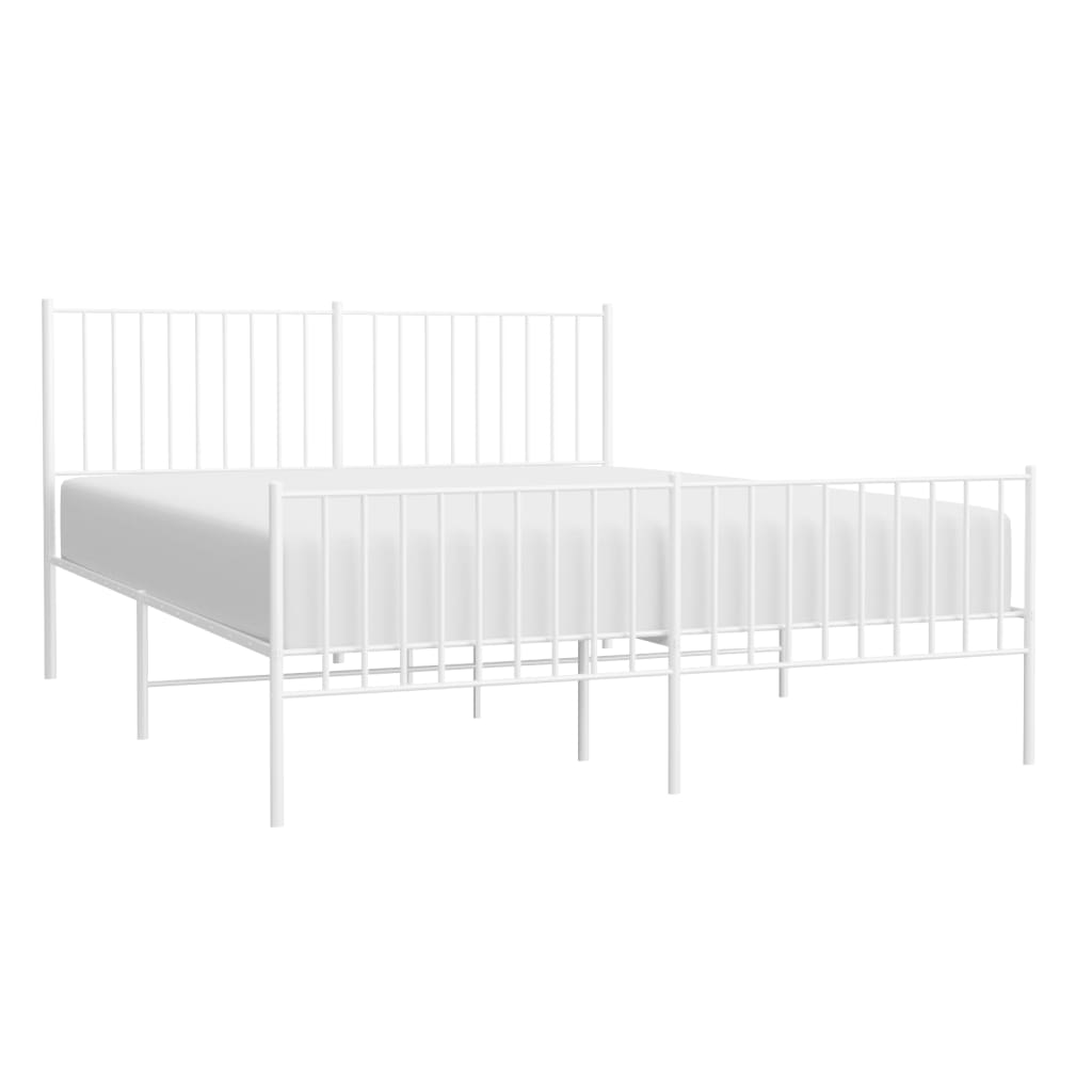 Cadre de lit métal sans matelas et pied de lit blanc 160x200 cm - XIOS