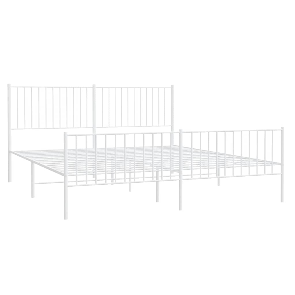 Cadre de lit métal sans matelas et pied de lit blanc 183x213 cm - XIOS