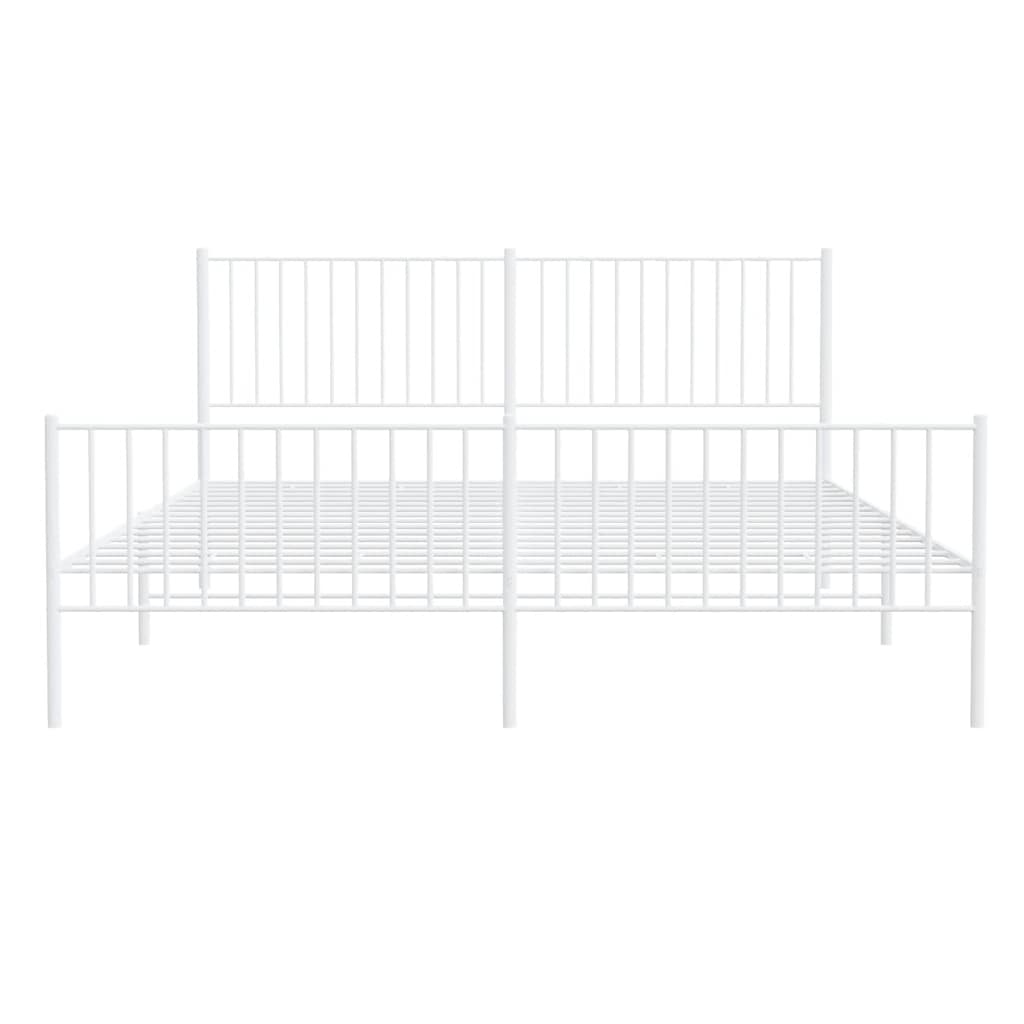 Cadre de lit métal sans matelas et pied de lit blanc 183x213 cm - XIOS