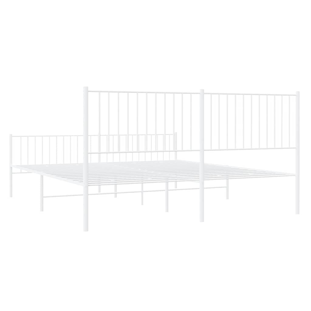 Cadre de lit métal sans matelas et pied de lit blanc 183x213 cm - XIOS