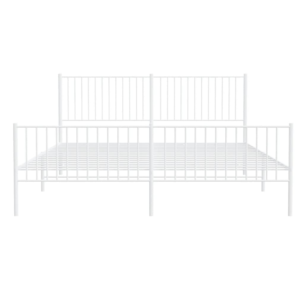 Cadre de lit métal sans matelas et pied de lit blanc 200x200 cm - XIOS