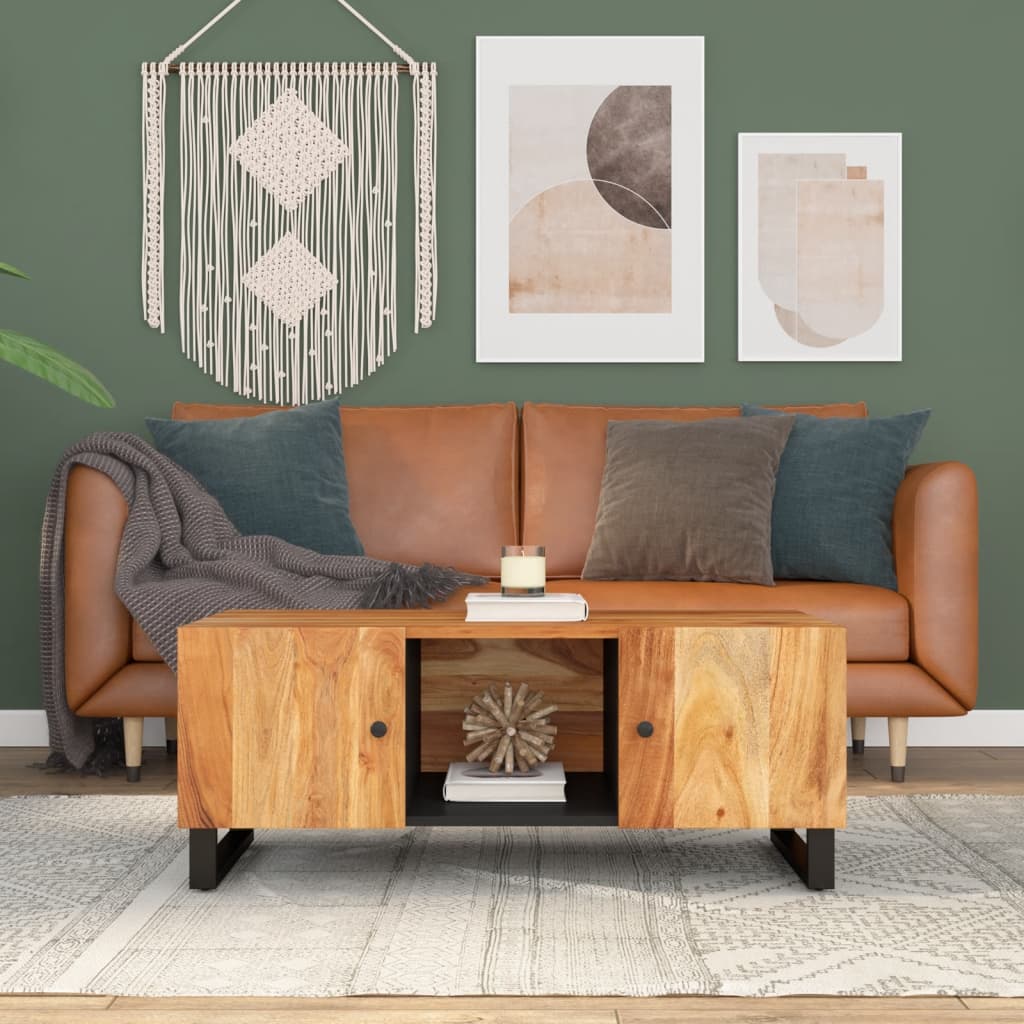 Table basse 100x54x40 cm bois d'acacia solide et d'ingénierie - XIOS