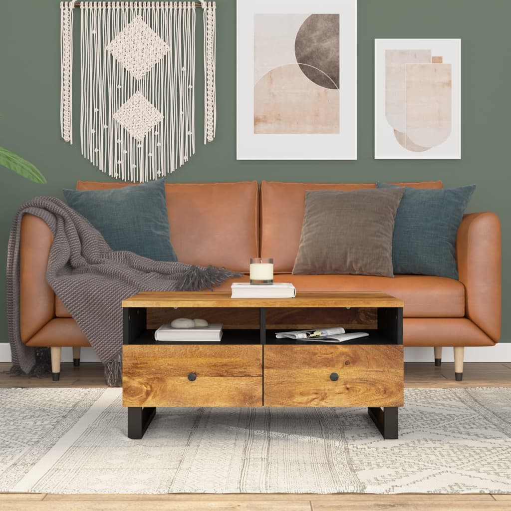 Table basse 80x54x40 cm Bois de manguier solide et d'ingénierie - XIOS