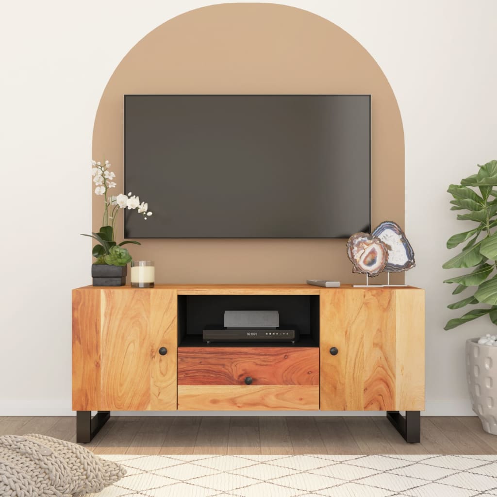 Meuble TV 105x33,5x46 cm bois d'acacia solide et d'ingénierie - XIOS