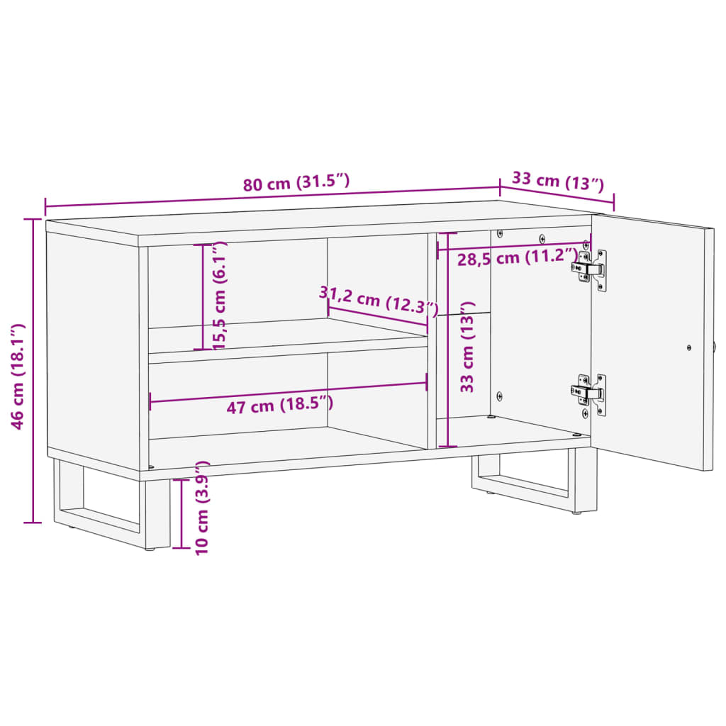 Meuble TV 80x33x46 cm bois de récupération et d'ingénierie - XIOS