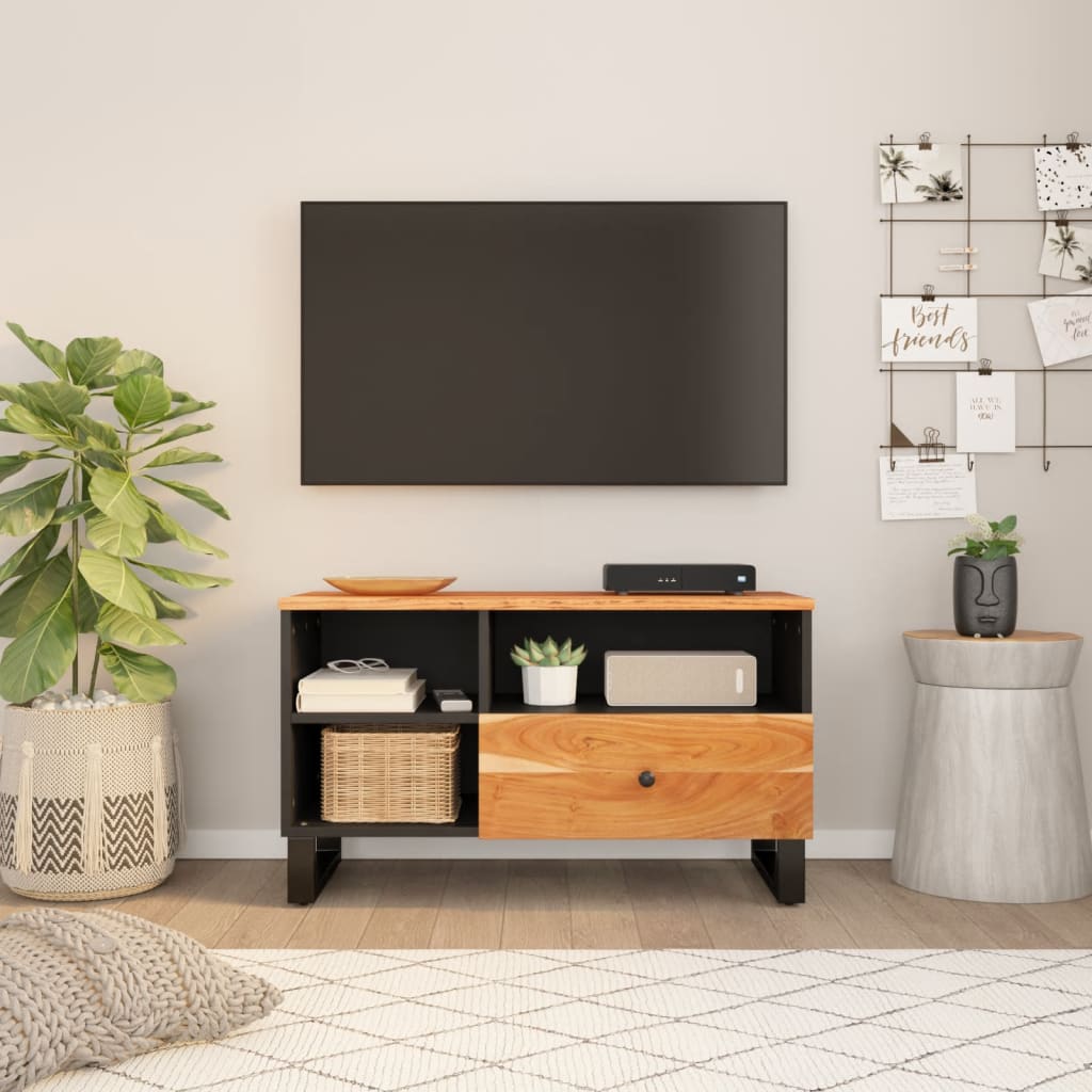 Meuble TV 80x33x46 cm bois d'acacia solide et bois d'ingénierie - XIOS