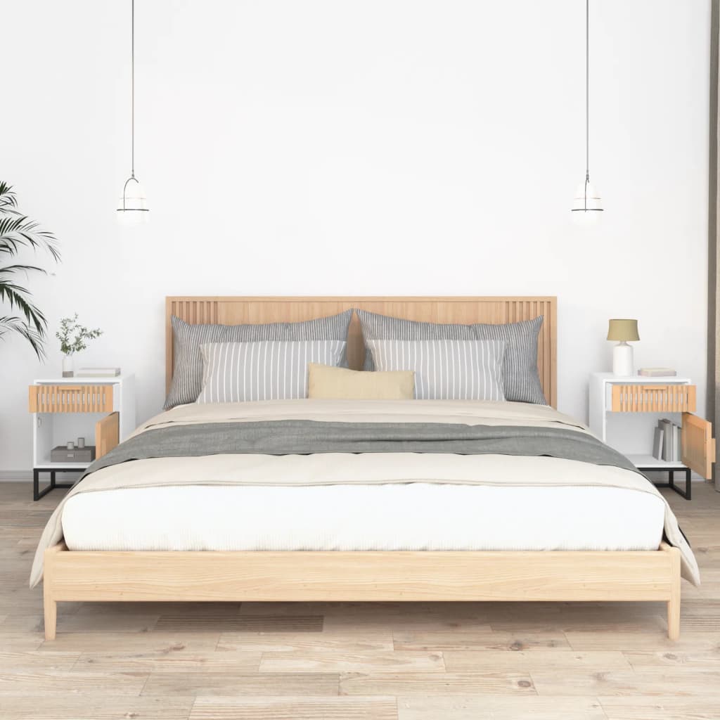 Tables de chevet 2pcs blanc 40x30x55,5cm bois ingénierie et fer - XIOS