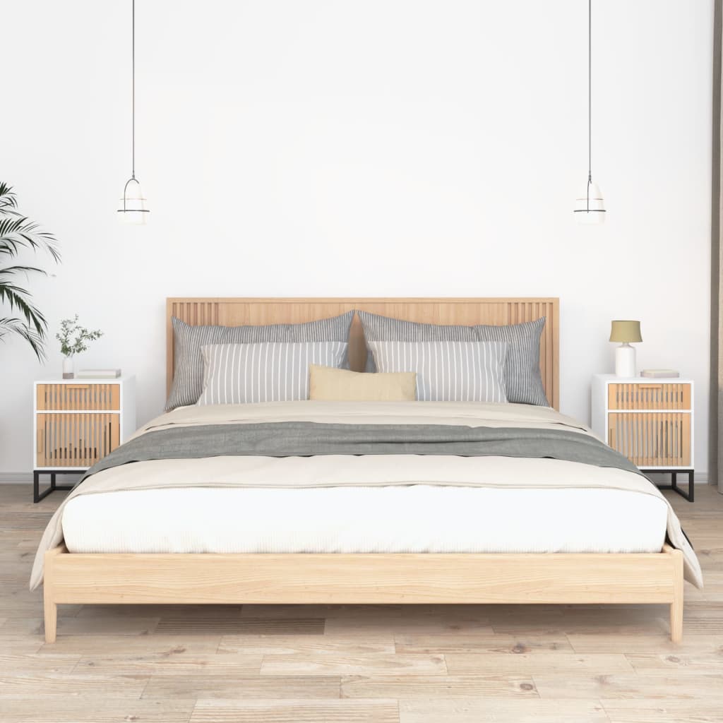 Tables de chevet 2pcs blanc 40x30x55,5cm bois ingénierie et fer - XIOS