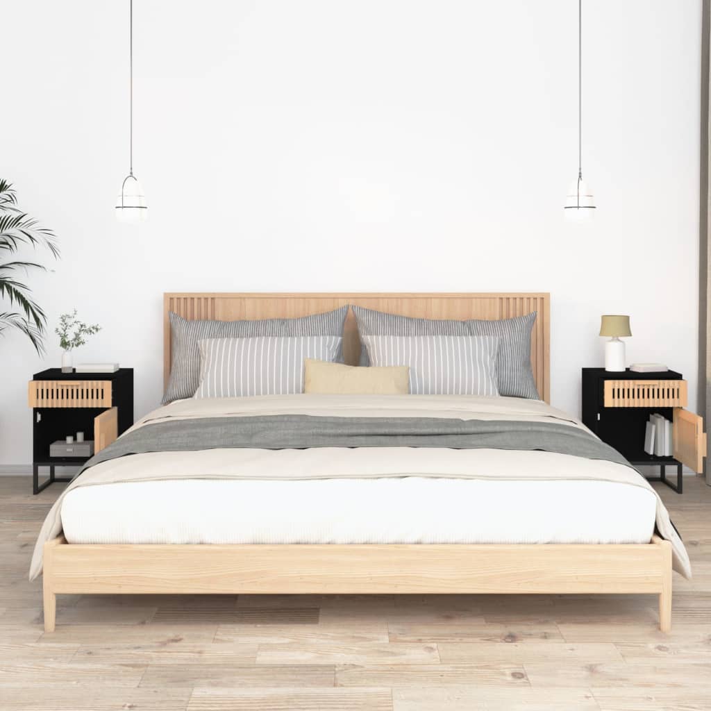 Tables de chevet 2 pcs noir 40x30x55,5cm bois ingénierie et fer - XIOS