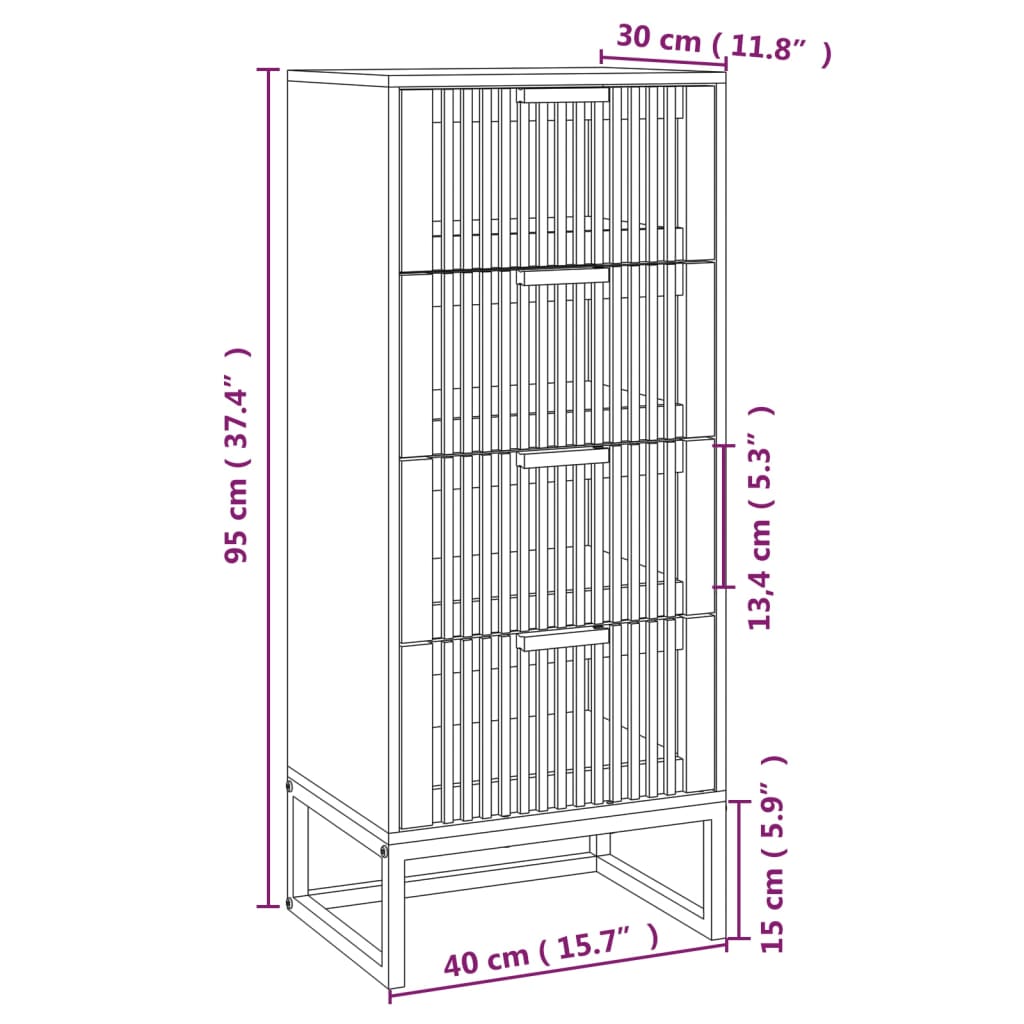 Buffet haut noir 40x30x95 cm bois d'ingénierie - XIOS