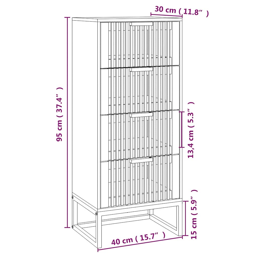 Buffet haut 40x30x95 cm bois d'ingénierie - XIOS