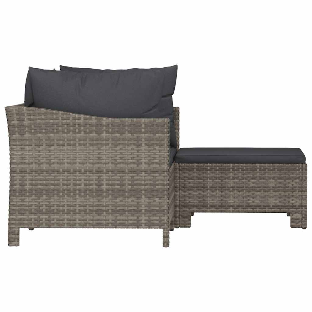 Salon de jardin 3 pcs avec coussins Gris Résine tressée - XIOS