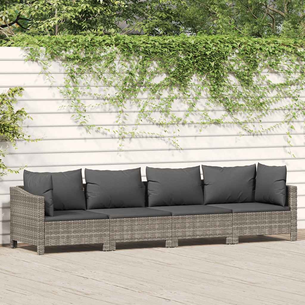 Salon de jardin 4 pièces avec coussins en polyrotin gris - XIOS