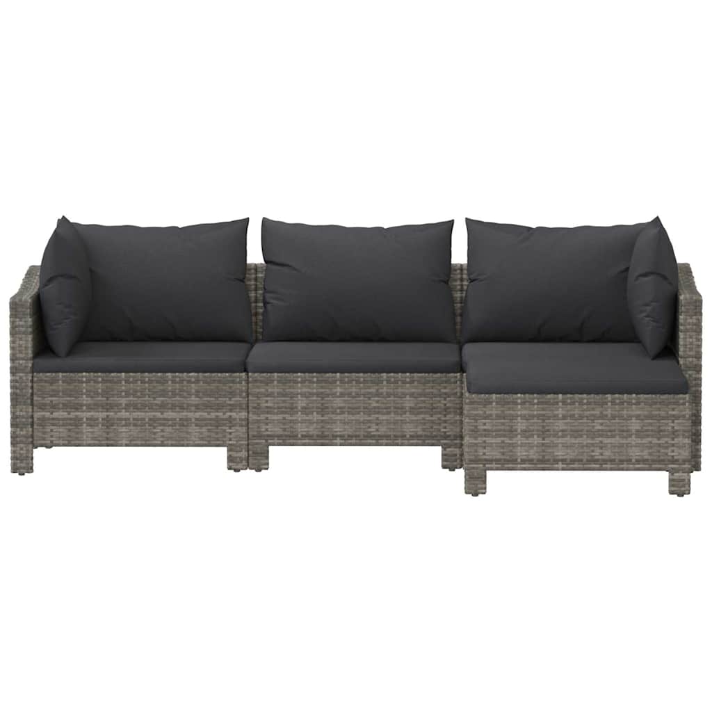 Salon de jardin 4 pcs avec coussins Gris Résine tressée - XIOS
