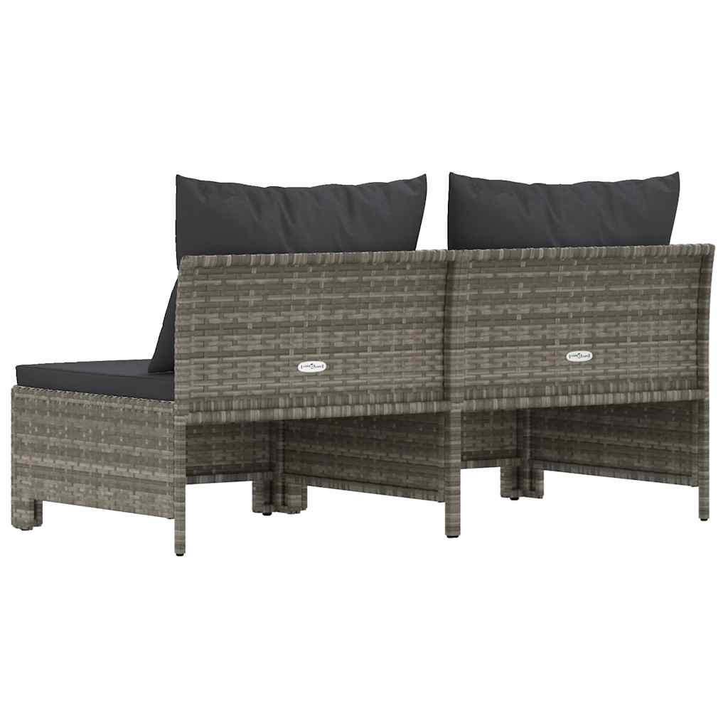 Canapé de jardin 2 places avec coussins Gris Résine tressée - XIOS