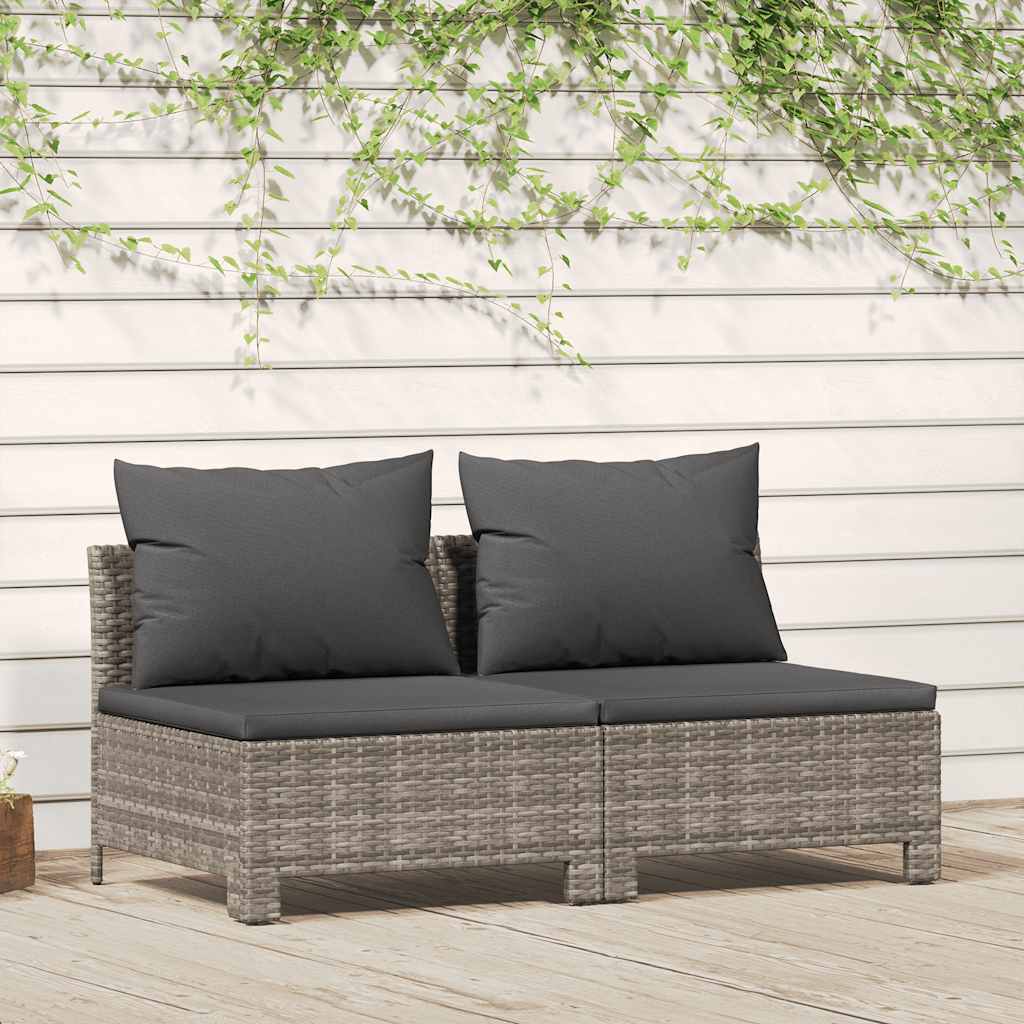 Canapé de jardin 2 places avec coussins Gris Résine tressée - XIOS