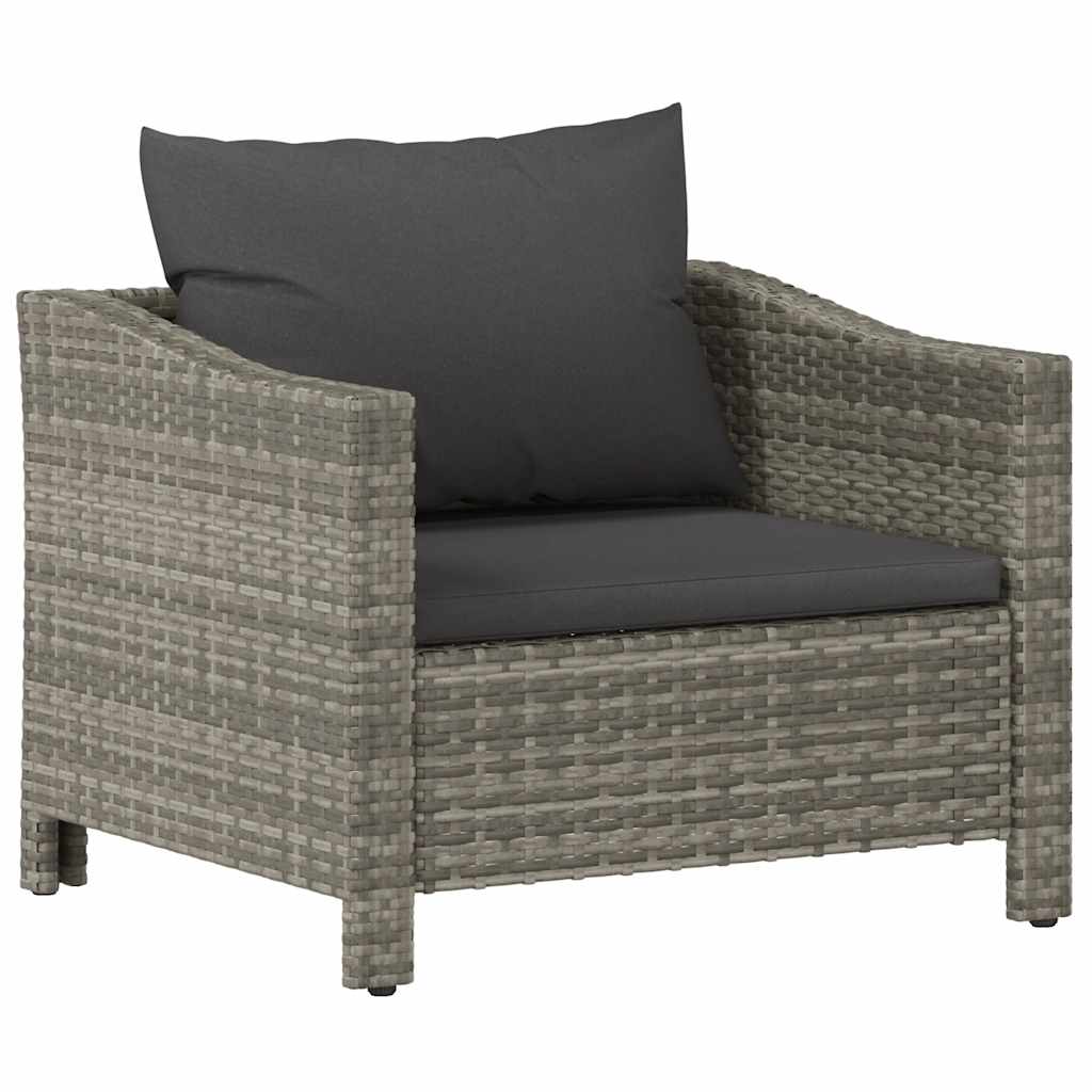 Fauteuil de jardin avec coussin en polyrotin gris - XIOS