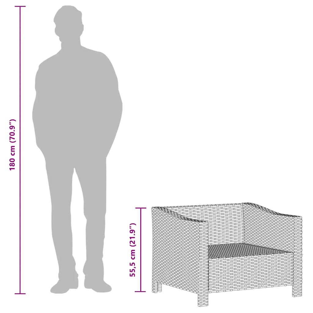Fauteuil de jardin avec coussin en polyrotin gris - XIOS