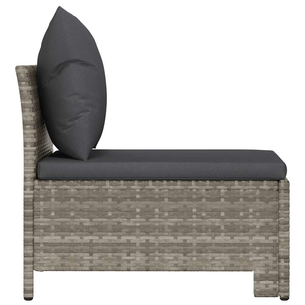 Canapé de jardin central avec coussin en polyrotin gris - XIOS
