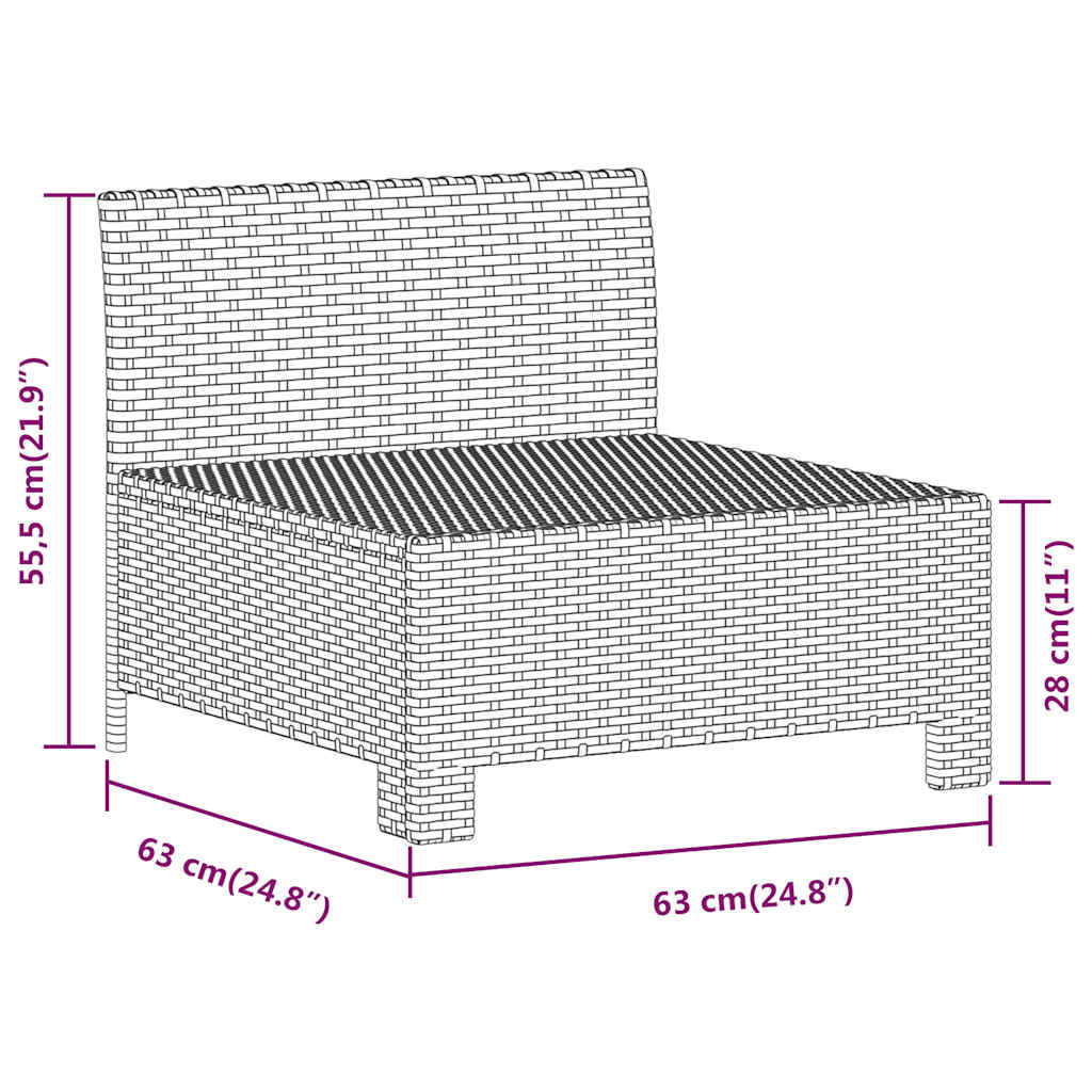 Canapé de jardin central avec coussin en polyrotin gris - XIOS