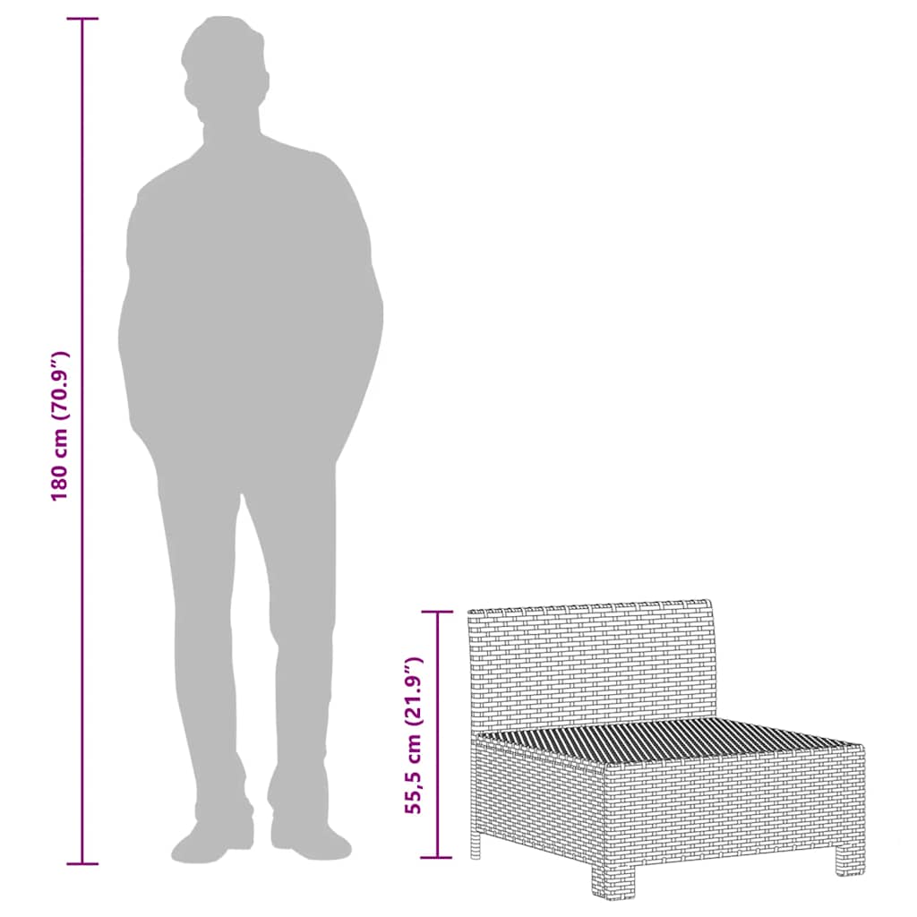 Canapé de jardin central avec coussin en polyrotin gris - XIOS