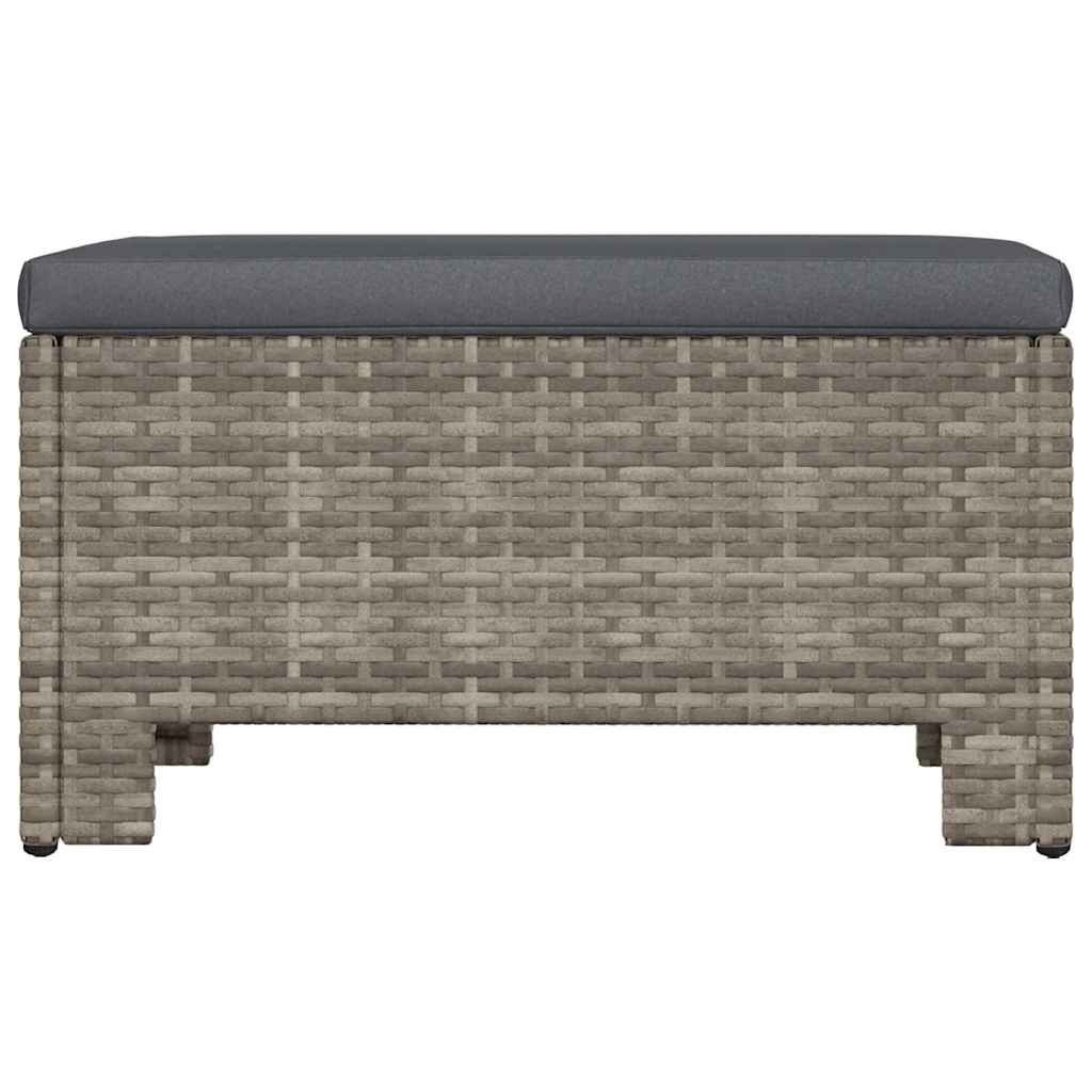 Repose-pieds de jardin avec coussin en polyrotin gris - XIOS