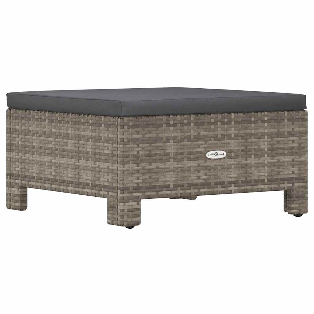 Repose-pieds de jardin avec coussin en polyrotin gris - XIOS